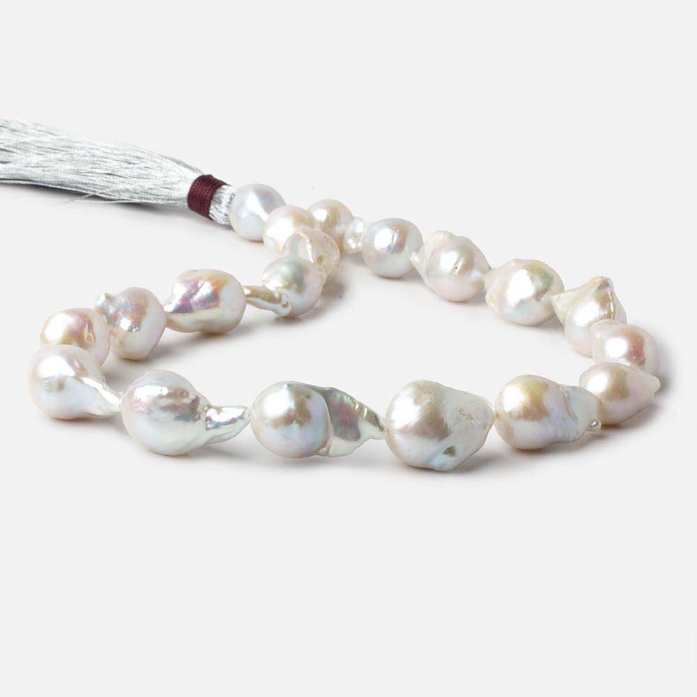 12-13mm White Ultra Baroque Freshwater Pearls 16.5 inch 19 pieces AA 0.8mm drill hole