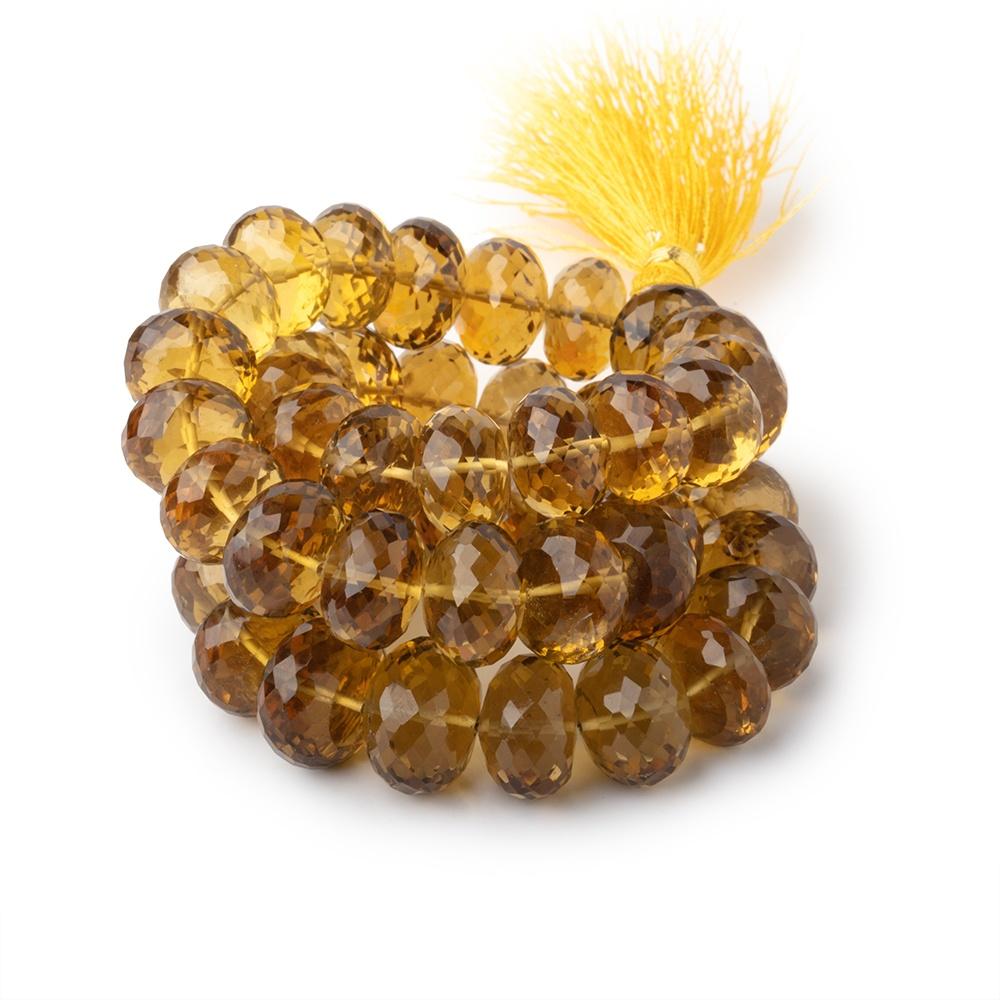 12-14mm Whiskey Quartz faceted rondelles 15 inches 45 Beads AAA Grade