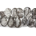 12-15mm Black Tourmalinated Quartz Faceted Pear Beads 6 inch 37 pieces AAA
