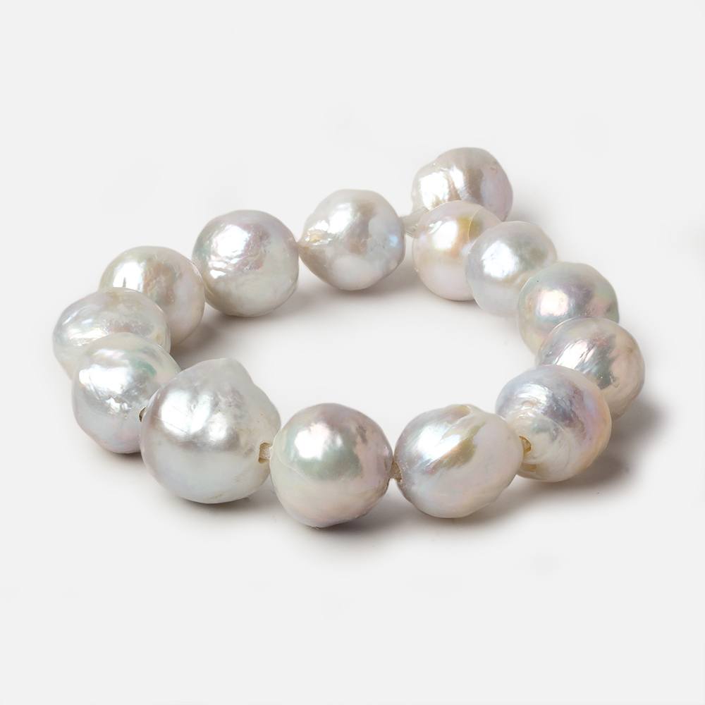 12-15mm Off White Baroque Large Hole Pearls 8 inch 13 pieces