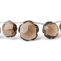 12-17mm Smoky Quartz Faceted Flower Beads 8 inch 13 pieces