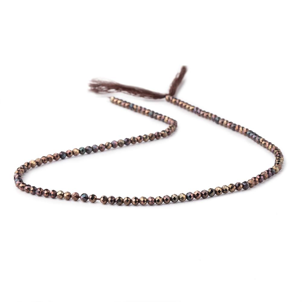 3mm Metallic Chocolate Black Spinel Micro faceted rounds 13 inch 108 beads