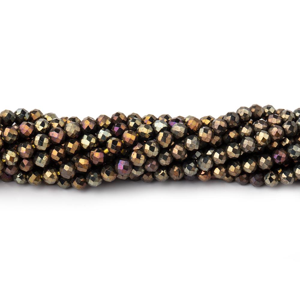 3mm Metallic Bronze Black Spinel Micro faceted rounds 13 inch 128 beads