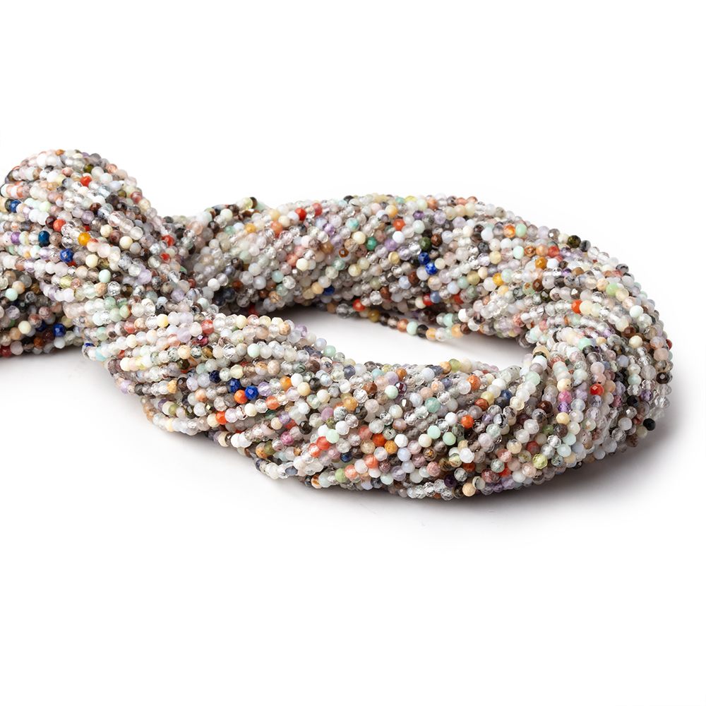 2.2mm Multi Gemstone Micro Faceted rondelle beads 13 inch 172 pieces