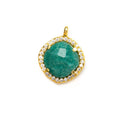 12.5mm Vermeil Bezel White CZ & Green Aventurine Cushion Pendant 1 piece