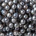 7mm Mystic Labradorite Faceted Rounds on Black Gold Chain