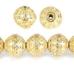 12mm 22kt Gold Plated Copper Moroccan Miligrain Design Round *DISCONTINUED*