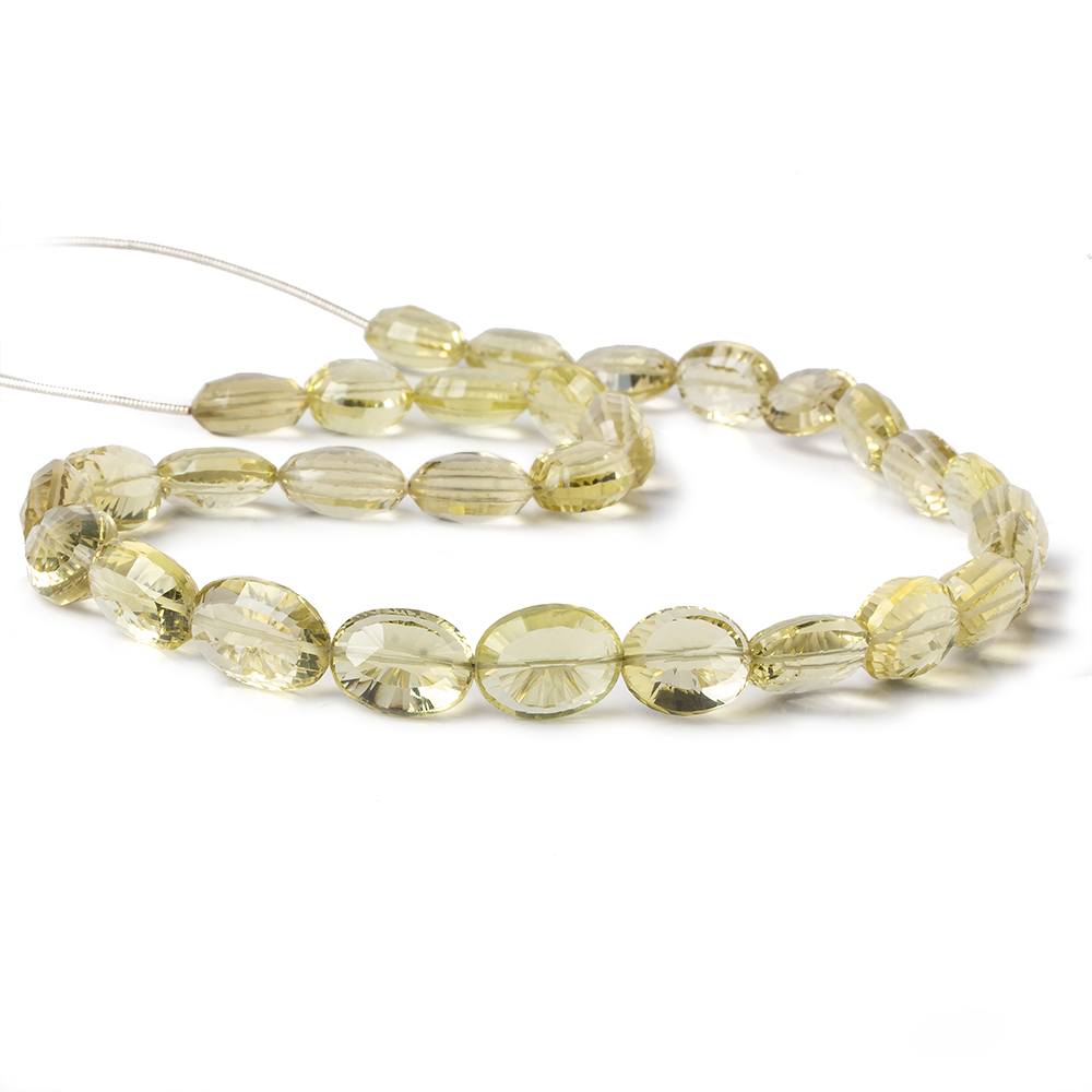 12x10-14x11mm Lemon Quartz Concave Faceted Oval beads 15 inch 30 pieces AAA