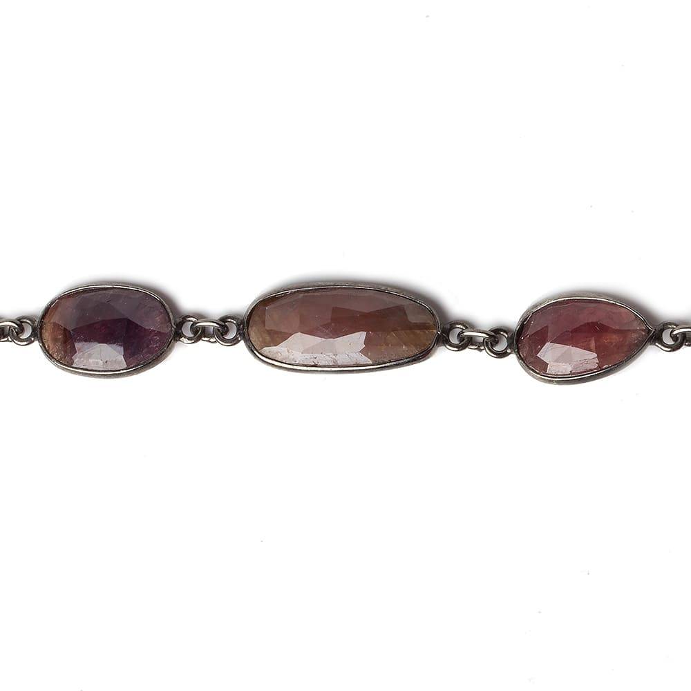 12x10-18x10mm Black Gold plated Silver Bezel Ruby Nugget Chain 13 pieces