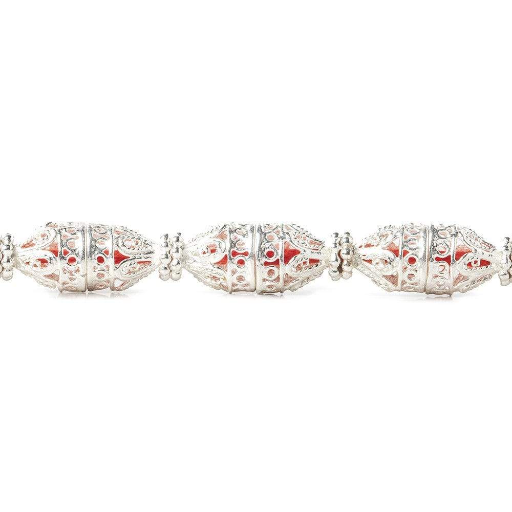 12x10mm Silver Plated Copper Filigree Cone 8 inch 18 Beads
