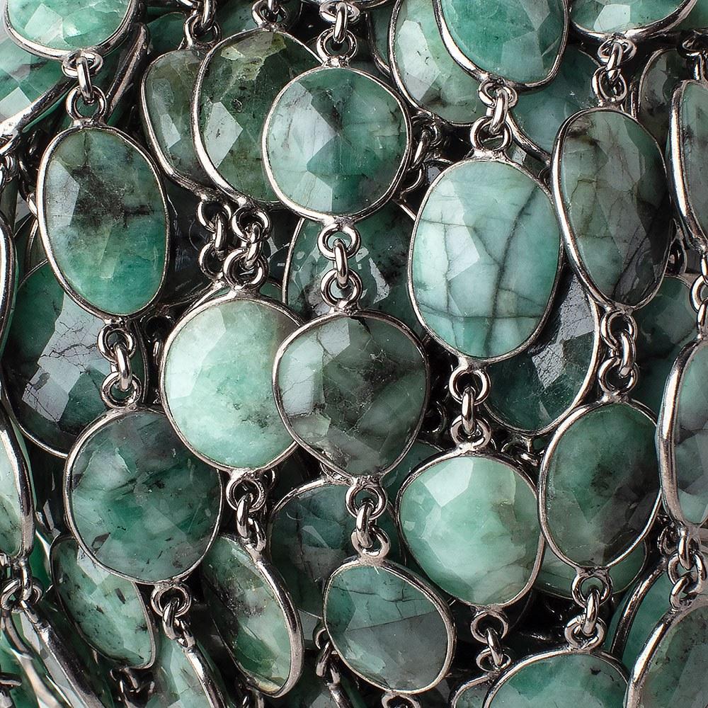 Emerald Bezel Set Black Gold over sterling Chain by the foot