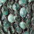 Emerald Bezel Set Black Gold over sterling Chain by the foot