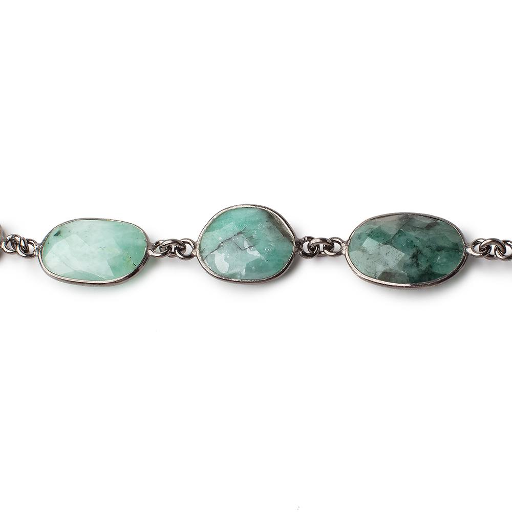 Emerald Bezel Set Black Gold over sterling Chain by the foot