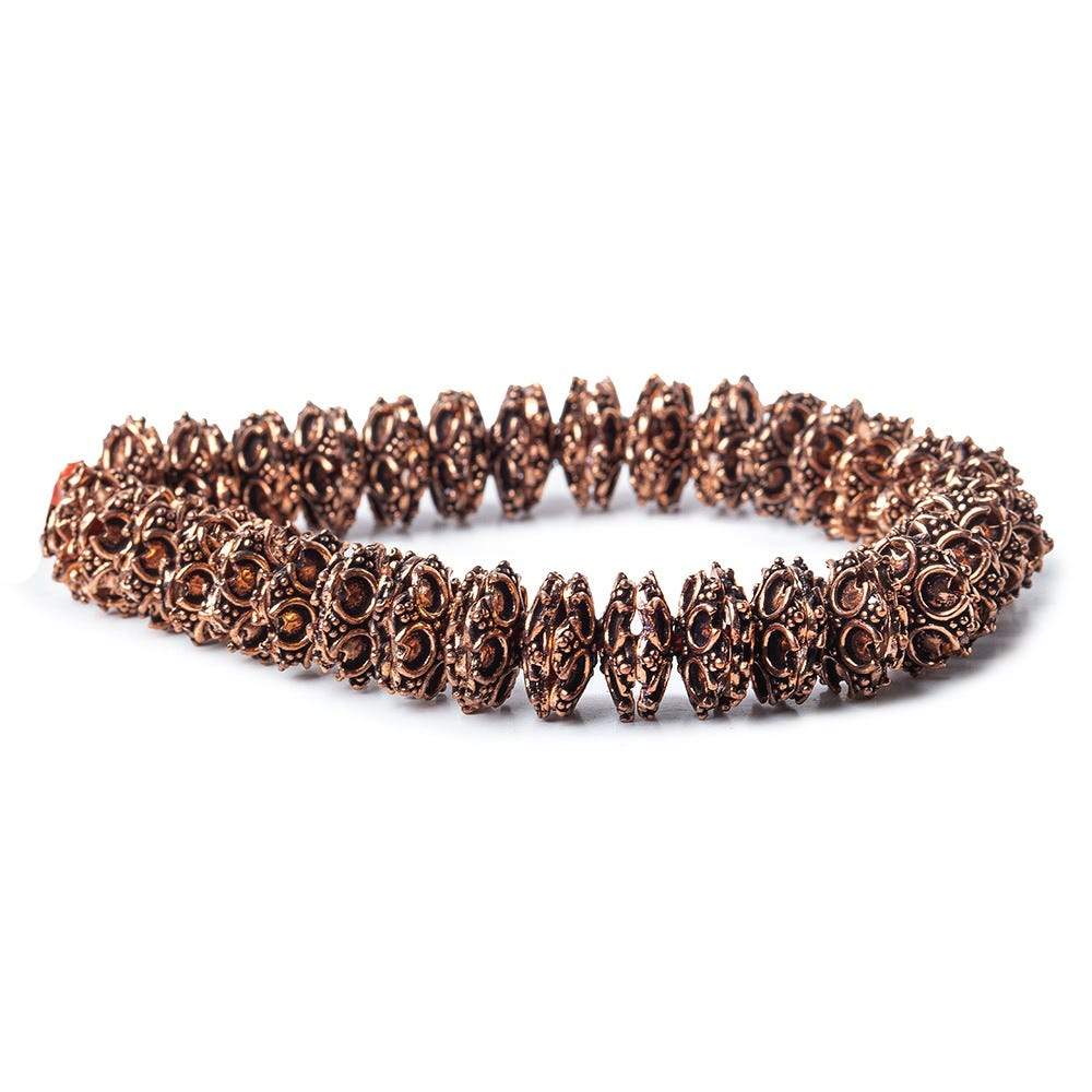 12x12mm Copper Bead Cap with Granulated Floral 8 inch 66 pcs