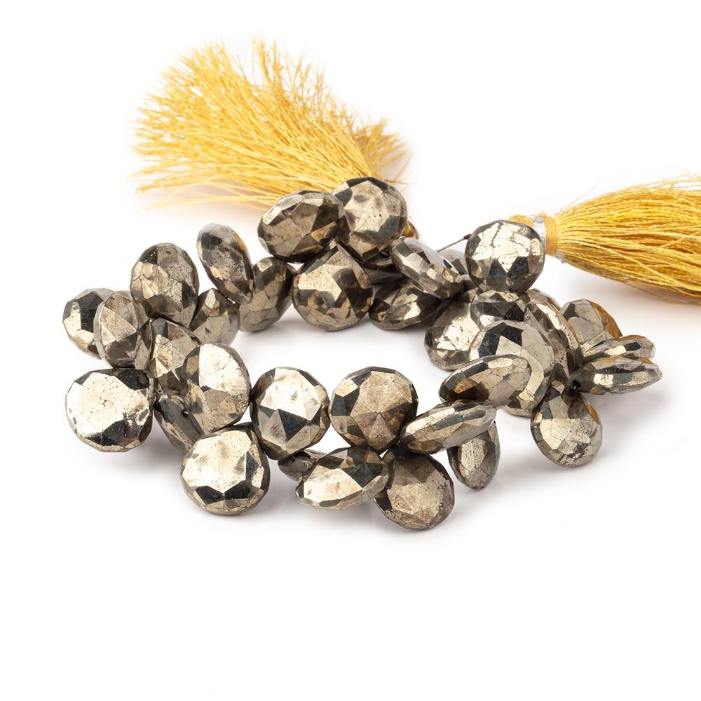 12x12mm Pyrite faceted heart beads 8 inch 39 pieces