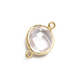12x12mm Vermeil Bezeled Rose Quartz faceted coin Connector 1 piece