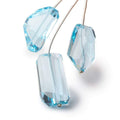 12x14-26x14mm Swiss Blue Topaz Faceted Nugget Focal Beads Set of 3 AA grade