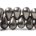 12x7mm Black Gold plated Brushed Tear Drop Beads 8 inch 50 pieces