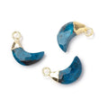 12x7mm Gold Leafed Chrysocolla Faceted Crescent Moon 1 Focal Pendant