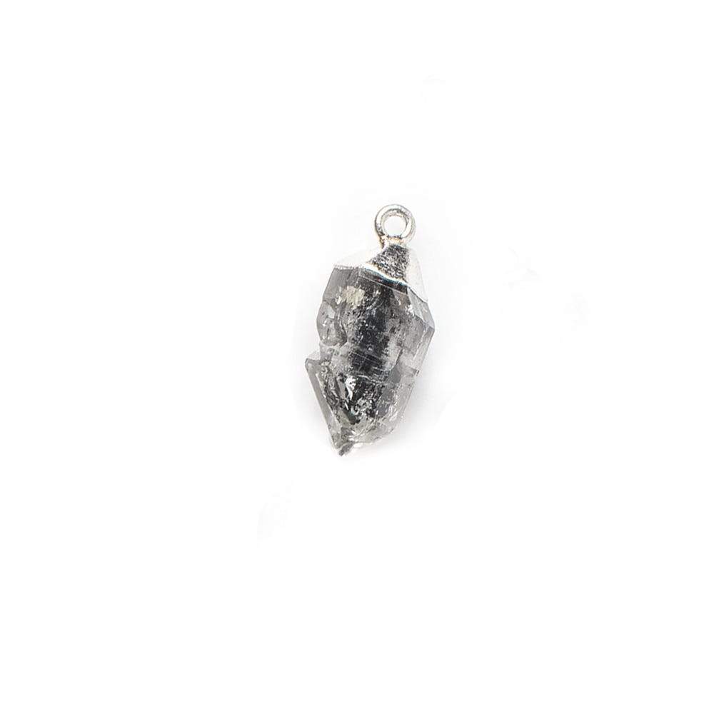 12x8mm Silver Leafed Herkimer Diamond Crystal Quartz Focal Pendant 1 piece
