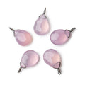 12x9mm Black Gold Wire Wrapped Rose Pink Chalcedony Faceted Pear 1 Focal Pendant