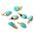 12x9mm Gold Leafed Turquoise plain freeform Pendant 1 piece