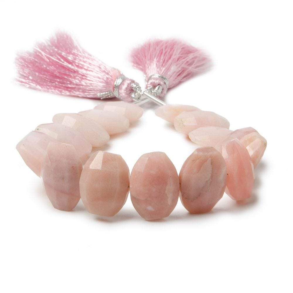 12x9mm Pink Peruvian Opal side drilled Faceted Cushions 6 inch 17 Beads