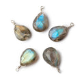 12x9mm Silver Wire Wrapped Labradorite Faceted Pear 1 Focal Pendant