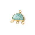 12x9mm Vermeil Amazonite Half Moon East West 3 ring Connector