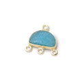 12x9mm Vermeil Santorini Blue Drusy Half Moon East West 3 ring Connector