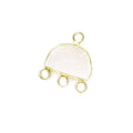 12x9mm Vermeil White Drusy Half Moon East West 3 ring Connector