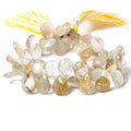 13-15mm Golden Rutilated Quartz Plain Pear Beads, A Grade 8 inch 42 pieces