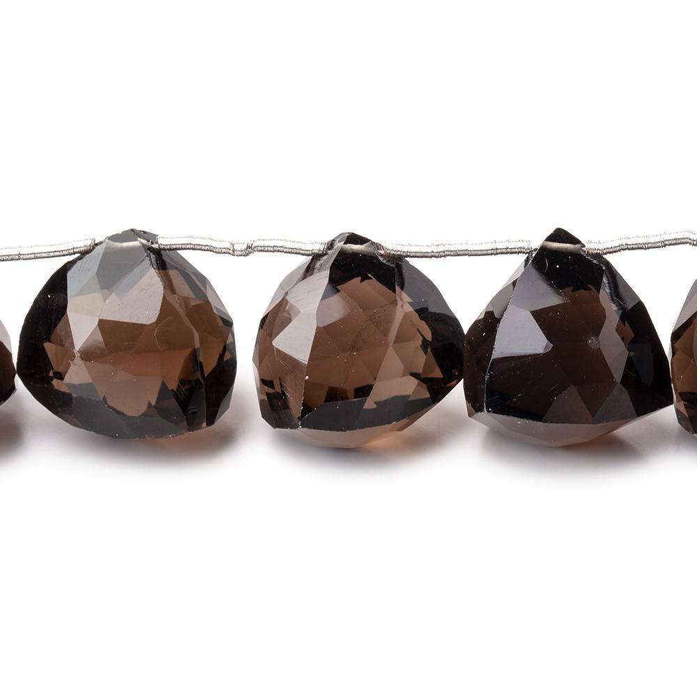 13-15mm Smoky Quartz Faceted Trillions 7.5 inch 13 Beads