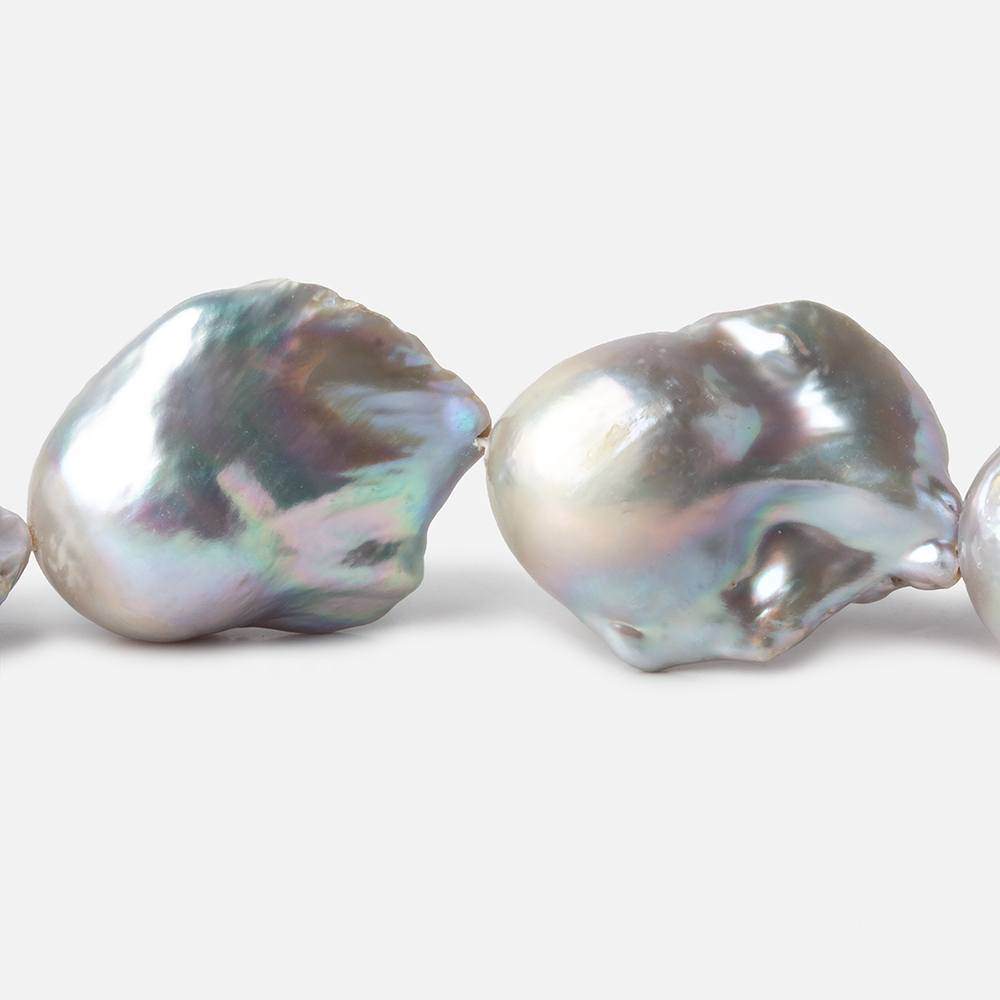 13-16mm Silver Ultra Baroque Freshwater Pearls 16 inch 16 pcs .8mm drill hole AAA
