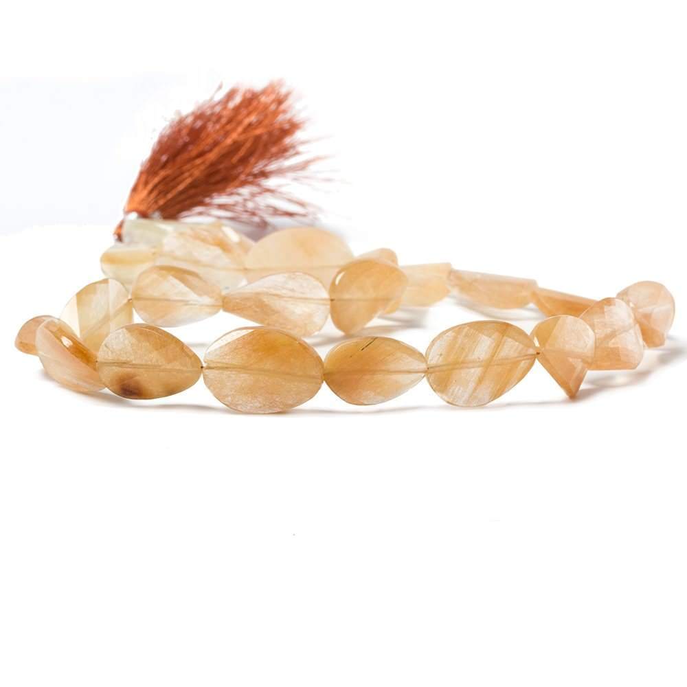 13-17mm Butterscotch Rutilated Quartz Faceted Oval Twist 14 inch 25 pieces