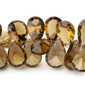 13-17mm Whiskey Quartz Concave Faceted Pear 7.5 inch 49 Beads AAA