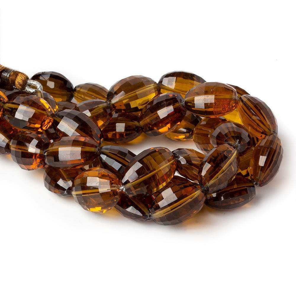 13-18mm Whiskey Quartz Checkerboard Faceted Oval Beads 8 inch 13 pieces
