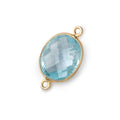 13x11mm Vermeil Bezel Sky Blue Topaz faceted oval Petite Connector 1 piece