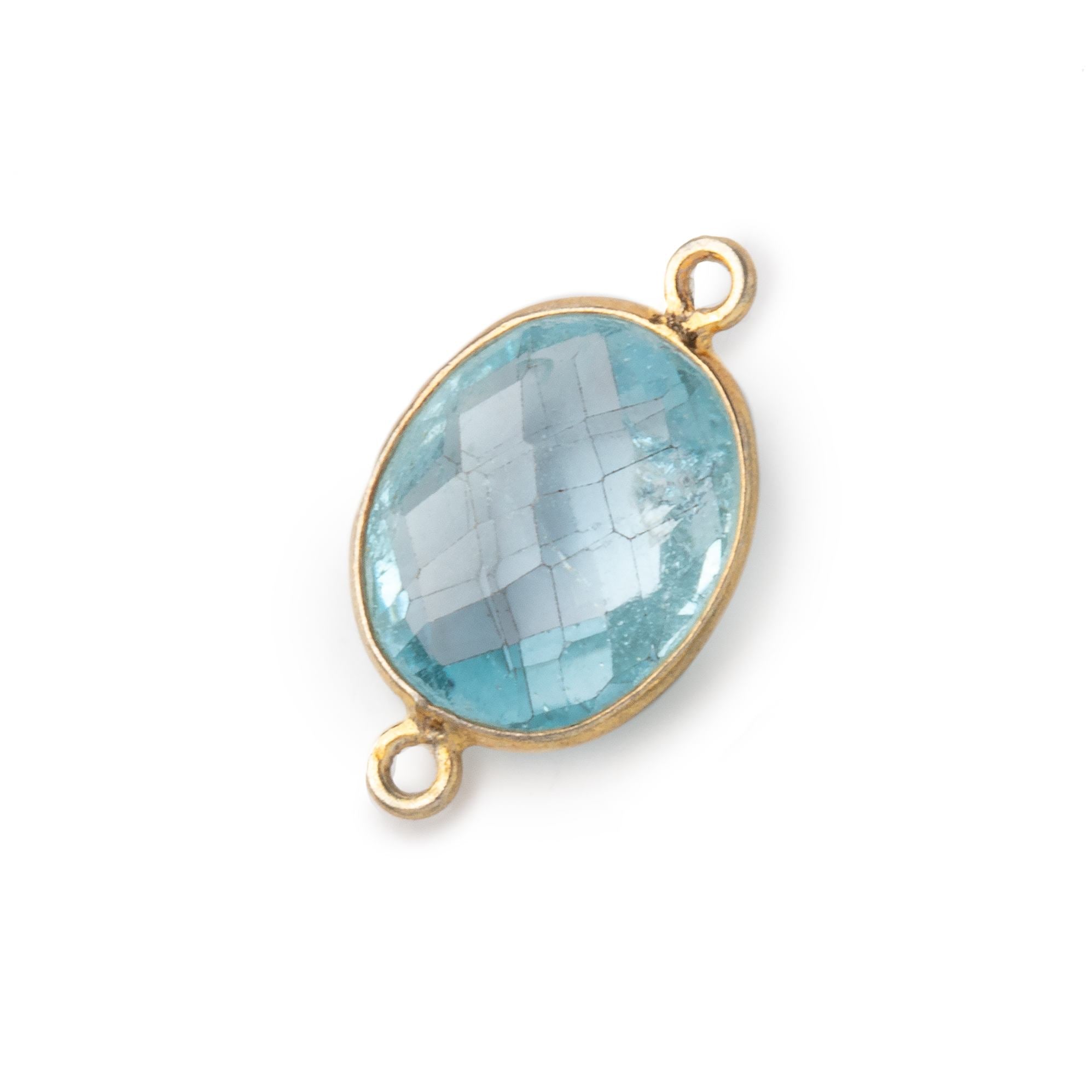 13x11mm Vermeil Bezel Sky Blue Topaz faceted oval Petite Connector 1 piece