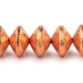 12x8mm Copper Brushed Disc Beads 8 inch 24 pieces