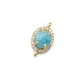 13.5x10mm Vermeil Bezel White CZ and Larimar Oval Connector 1 focal piece