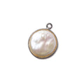 13mm Black Gold Bezel Cream Coin Pearl Pendant 1 piece