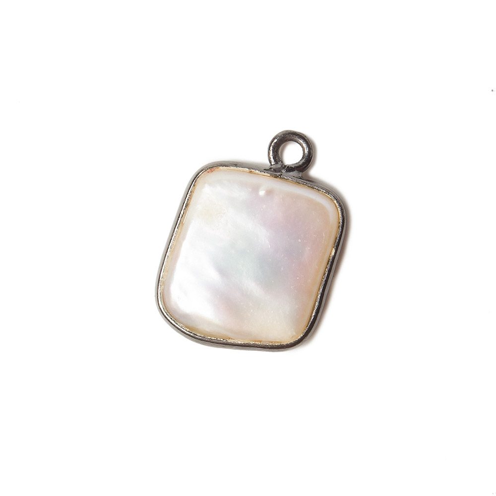 13mm Black Gold Bezel Cream Square Pearl Pendant 1 piece