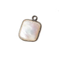 13mm Black Gold Bezel Cream Square Pearl Pendant 1 piece
