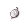 13mm Black Gold Bezel White Coin Pearl Connector 1 piece