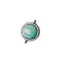 13mm Black Gold Bezel White CZ and Amazonite Coin Connector 1 focal bead