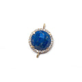 13mm Vermeil Bezel White CZ and Lapis Lazuli Coin Connector 1 focal bead