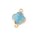 13mm Gold Leaf Blue Chalcedony Faceted Quatrefoil Connector 1 focal piece