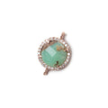 13mm Rose Gold Bezel White CZ and Chrysoprase & Matrix Coin Connector 1 focal bead