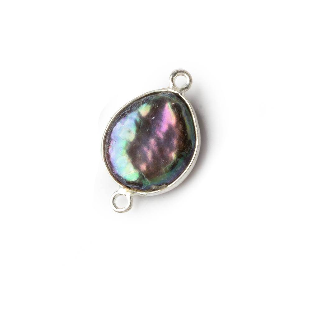 13mm Silver .925 Bezel Peacock Coin Pearl Connector 1 piece